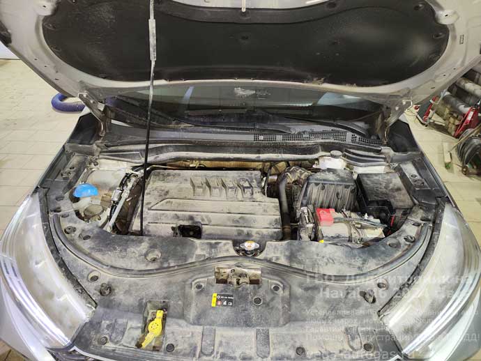 ГБО Диджитроник в подкапотном пространстве, установка на Хавейл М6, 2024 г.в., 1.5 л., 143 л.с., с пробегом 17 551 км., миниВЗУ в лючке бензобака, тороидальный баллон 73 литра в багажнике, в нише для запасного колеса, Нижний Новгород, Дзержинск