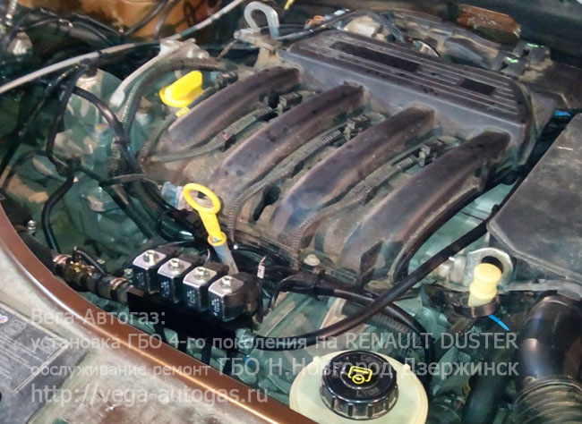 Установка ГБО ALPHA и 53 л. торовый баллон на RENAULT DUSTER 2014 г.в., Рампа RAIL IG-1